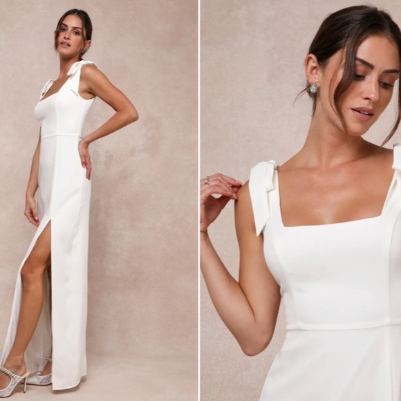 LULU's Bridal Wedding Shower Rehearsal Dinner Reception Chic Maxi Dress - Picture 2 of 3